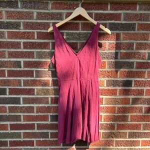 Express Dusty Mauve V Neck and Black Sleeveless Fit and Flare Mini Dress